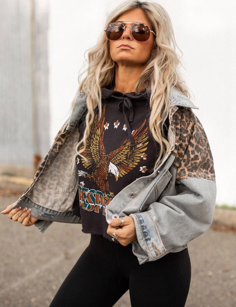 Desperado Acid Washed Cropped Sweatshirt