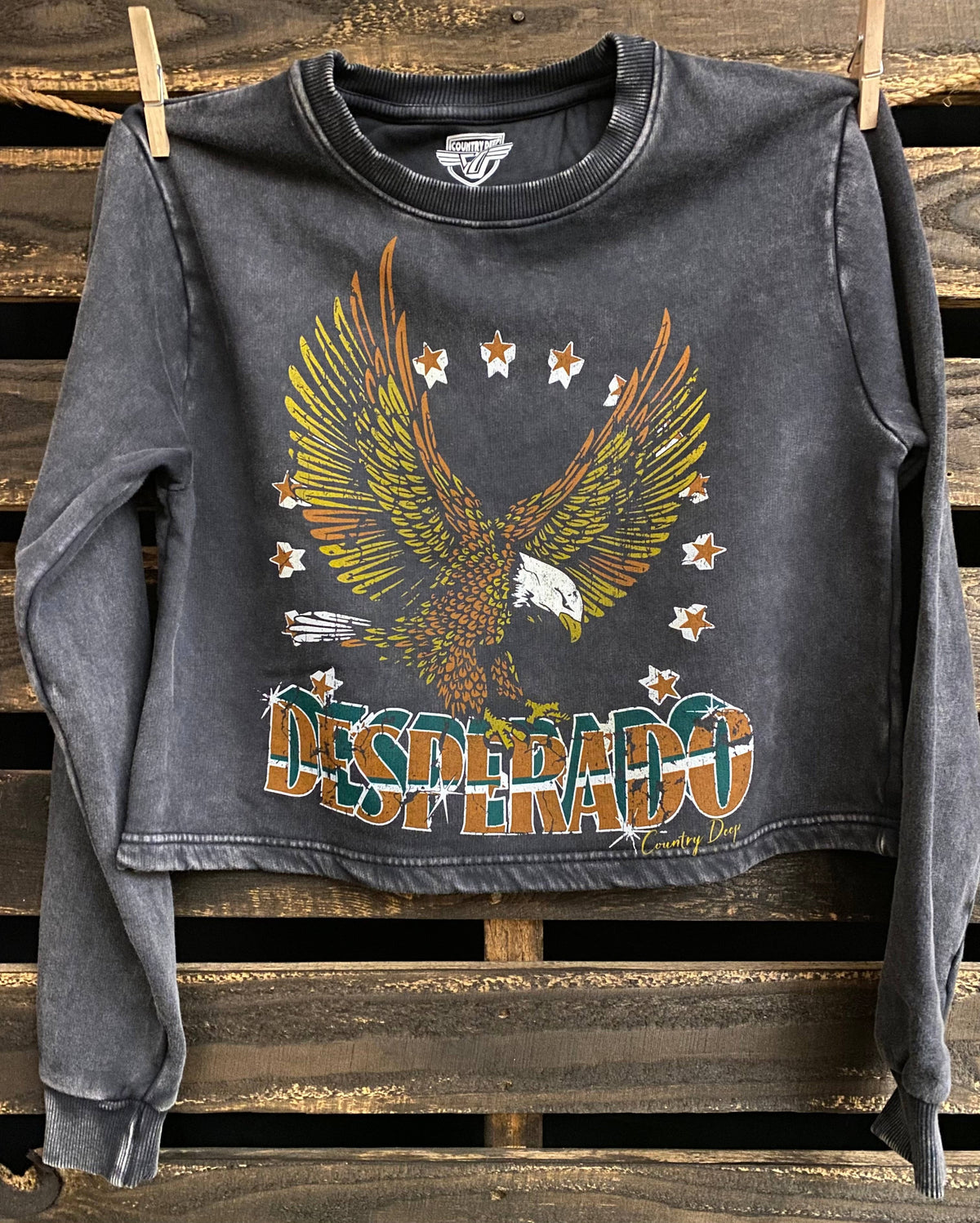 Desperado Acid Washed Cropped Sweatshirt